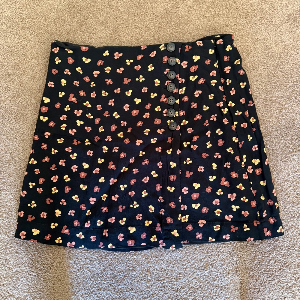 Madewell Floral Mini Skirt Women’s‎ Size 6 Button Front Side Zip Viscose